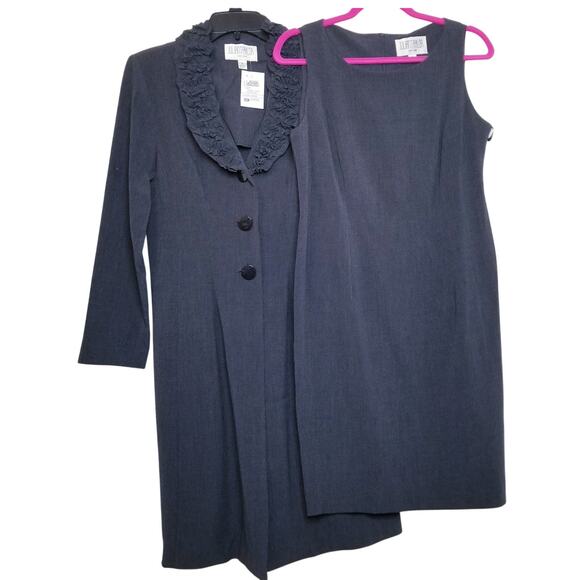 NWT's - JULIAN TAYLOR Women's Dark Gray 2 Piece Set Dress & Coat/Jacket Size 8 - Picture 1 of 16